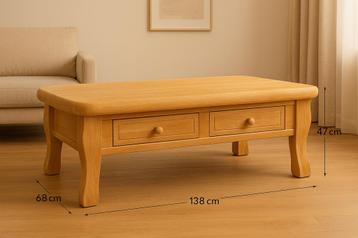 Eiken Salontafel met Lades - Nieuw beschikbaar voor biedingen