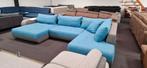 Nieuwe mega Ubank blauw xxl loungebank trendy zithoek, Stof, Hoekbank, Ophalen of Verzenden, 150 cm of meer