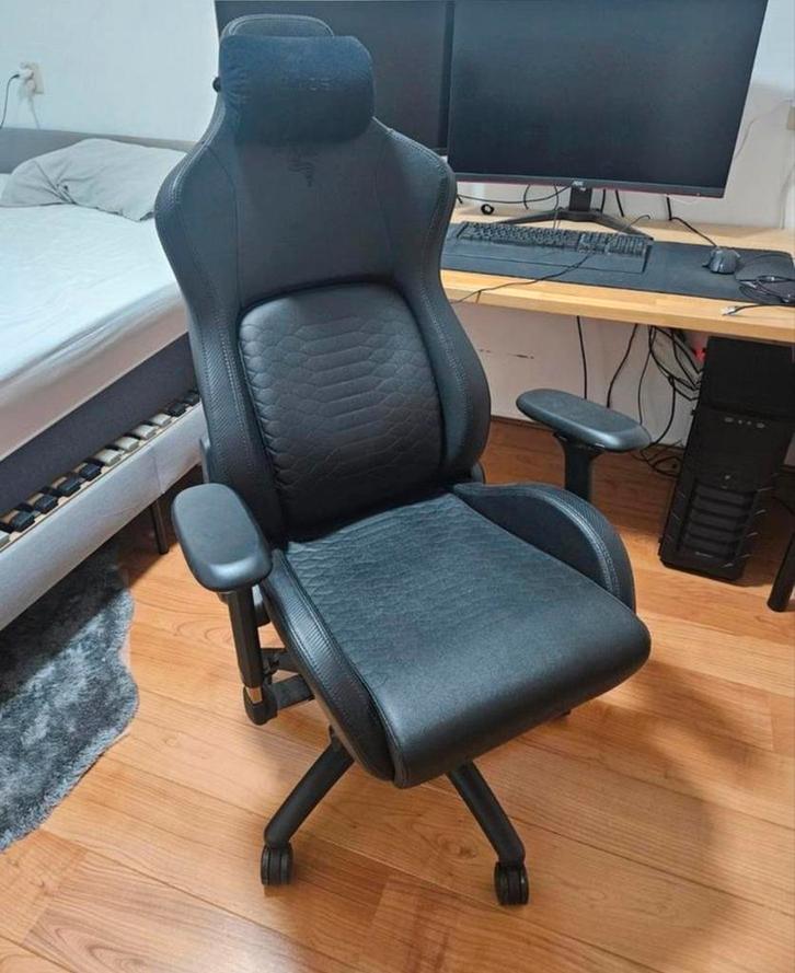 Razer Iskur leren gaming bureaustoel, Huis en Inrichting, Bureaustoelen, Zo goed als nieuw, Bureaustoel, Zwart, Ergonomisch, Gaming bureaustoel