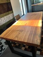 Handgemaakte tafel Afrikaans hardhout met stalen u-poot, Huis en Inrichting, Tafels | Eettafels, Ophalen, 100 tot 150 cm, Vijf personen of meer
