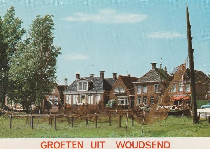 WOUDSEND Visnetten Groeten, Verzamelen, Ansichtkaarten | Nederland, Gelopen, Friesland, 1980 tot heden, Verzenden