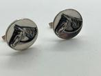 A498 Prachtige zilveren manchetknopen paardenkop, Ophalen of Verzenden, X, Zilver, X