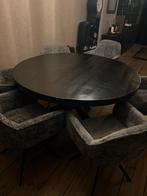 Zwarte ronde houten eettafel te koop., Ophalen of Verzenden, Zo goed als nieuw, Rechthoekig, 100 tot 150 cm