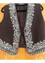 Vintage Gilet met prachtig wit borduursel | Thomas Basic (38, Kleding | Dames, Bodywarmers, Maat 38/40 (M), Thomas Basic, Bruin