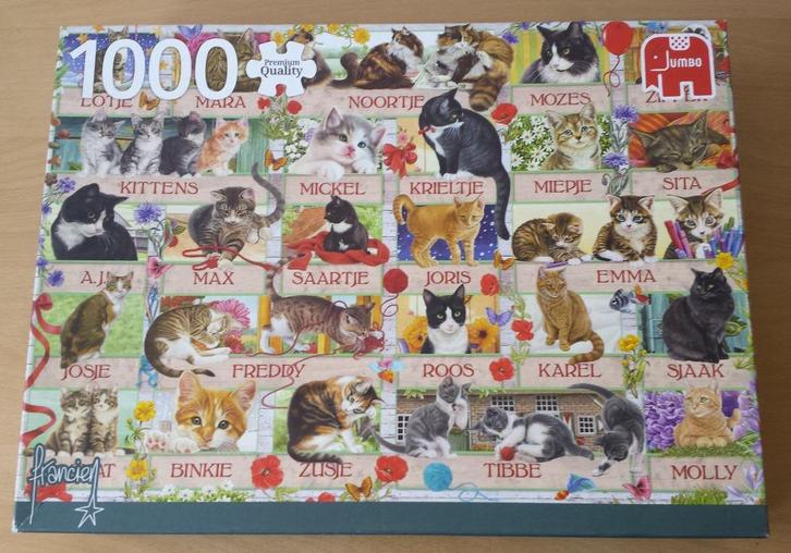 Puzzel Jubileumkatten - Francien - 1000 stukjes - Jumbo, Hobby en Vrije tijd, Denksport en Puzzels, Gebruikt, Legpuzzel, 500 t/m 1500 stukjes