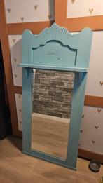 Antieke spiegel geverfd in vintage blauw, Ophalen, Rechthoekig, Minder dan 100 cm