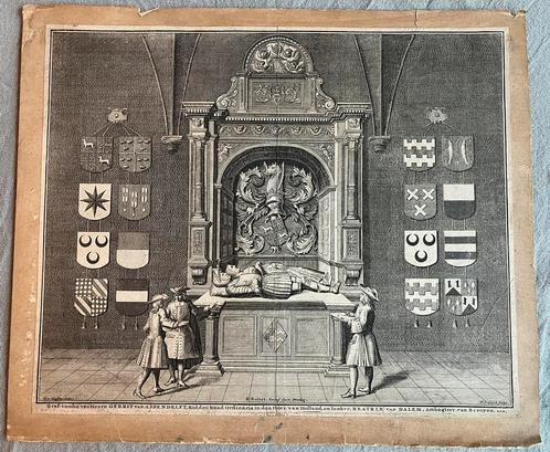 Graftombe Gerrit van Assendelft Beatrix van Dalem 18e eeuw, Antiek en Kunst, Kunst | Etsen en Gravures, Ophalen of Verzenden