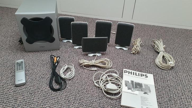 Philips MMS 306 / A 3.600 5.1 Computer Speaker System, Computers en Software, Pc speakers, Gebruikt, Audiokanaal 5.1, Ophalen
