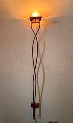 Metalen Wandlamp / muurlamp halogeen met dimmer, Huis en Inrichting, Lampen | Wandlampen, Ophalen, Gebruikt, Glas