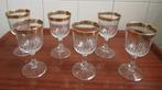 Vintage kristal portglazen goud gerand 6x, per stuk € 10,00, Ophalen of Verzenden