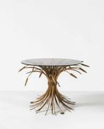 Chique vintage salontafel in goud & rookglas Tarwebundel des, Ophalen