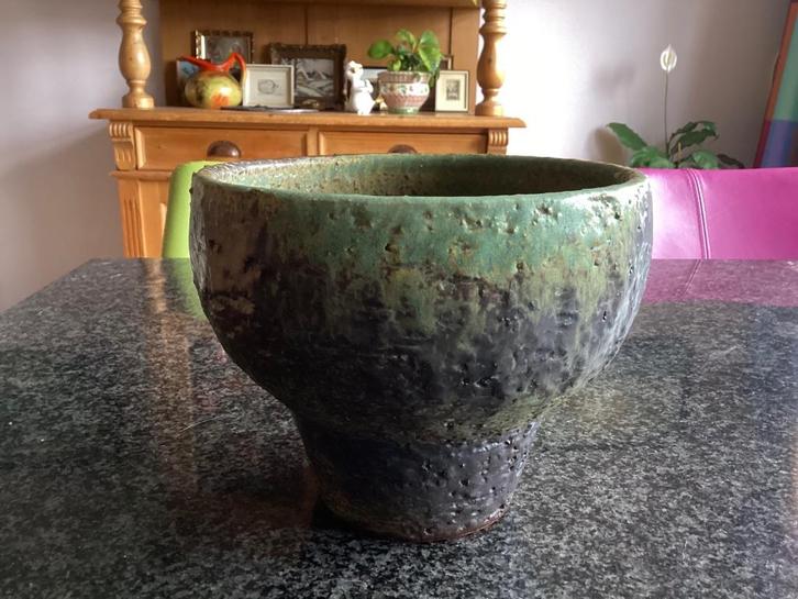Plantpot, bloempot, groen, zwart, brutalist, vintage, Huis en Inrichting, Kamerplanten, Ophalen