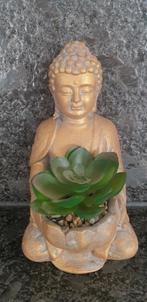 Goudkleurig boeddha beeldje met plantje, Ophalen of Verzenden, Zo goed als nieuw