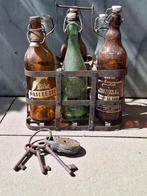 Brocante Frankrijk flessenrek oude flessen, Ophalen
