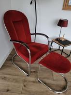 Gispen 412 stoel en hocker, Ophalen, Zo goed als nieuw, Rood, Eén