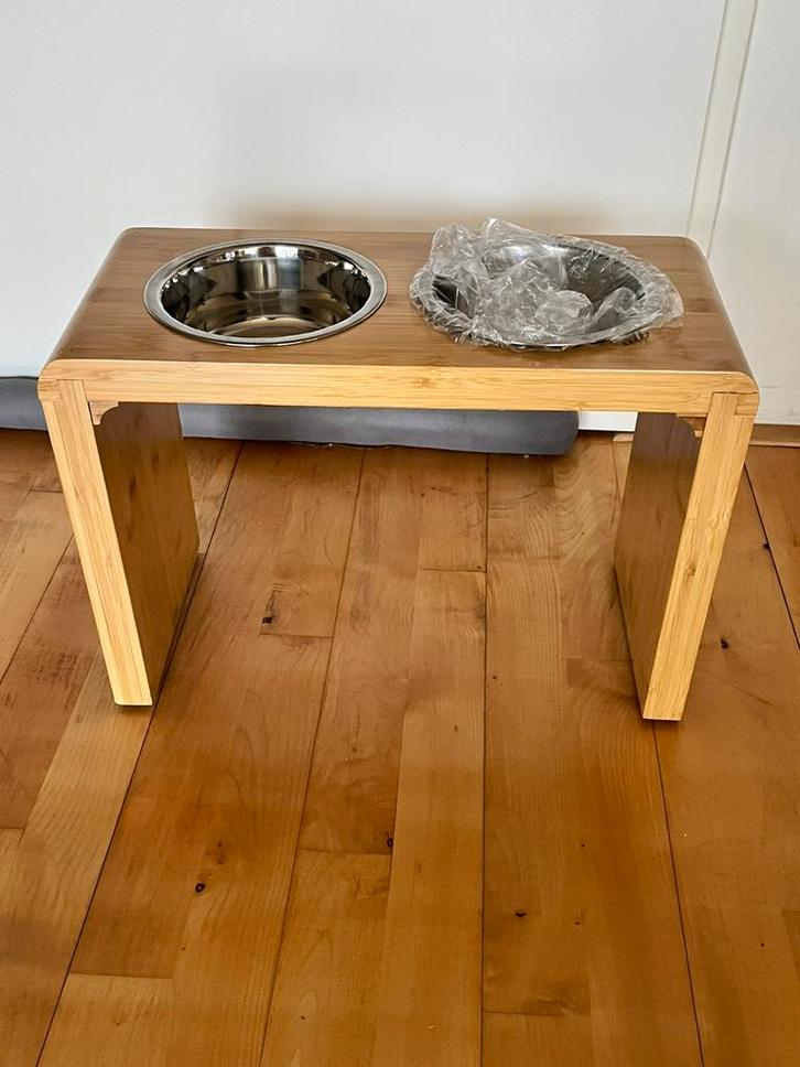 Bamboe hondenvoerbakken, Dieren en Toebehoren, Hondenvoerbakken en Drinkbakken, Zo goed als nieuw, Ophalen of Verzenden