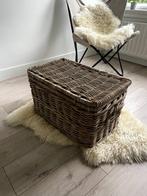 Rieten mand met klep, Ophalen, Zo goed als nieuw, Rond, Riet