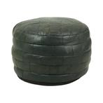 Vintage Ronde Poef Patchwork Lapjes Kunstleder 49cm, Overige materialen, Minder dan 50 cm, Gebruikt, Rond