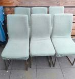 6 Gebruikte eetstoelen met hoezen, Huis en Inrichting, Stoelen, Ophalen, Metaal, Gebruikt, Overige kleuren
