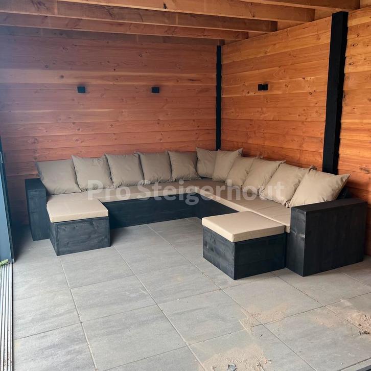 Steigerhout Loungeset Loungebank Hoekbank Tuinbank Tuinset, Tuin en Terras, Tuinsets en Loungesets, Nieuw, Loungeset, Steigerhout