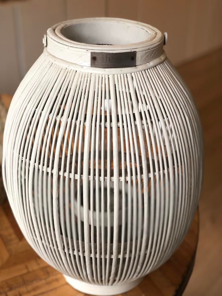 Heel groot windlicht merk: Lifestyle Ibiza stijl, Overige materialen, Gebruikt, 25 tot 50 cm, Wit