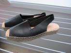 Via Vai platte sandaal 41, zwart leer, rubber/jute zool, Via Vai, Zwart, Zo goed als nieuw, Sandalen of Muiltjes