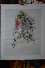 Litho 'Jockey te paard' Twan vd Vorstenbosch, gesigneerd, Antiek en Kunst, Ophalen of Verzenden