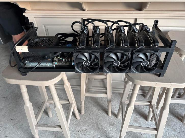 Mining Rig met 6x RTX 3060 Ti, Computers en Software, Videokaarten, Gebruikt, Nvidia, PCI-Express 3.0, GDDR6, HDMI, Ophalen of Verzenden