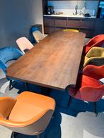 Massief Eiken Tafel 240x100cm - Stalen V Poot, Ophalen, Gebruikt, 100 tot 150 cm, Eikenhout