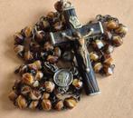 80-86 prachtige vintage bruine glas rozenkrans, Verzamelen, Ophalen of Verzenden, Zo goed als nieuw