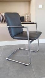 Zes grijs leder Henders & Hazel design eetkamerstoelen, Ophalen, Henders en Hazel, Zo goed als nieuw, Metaal