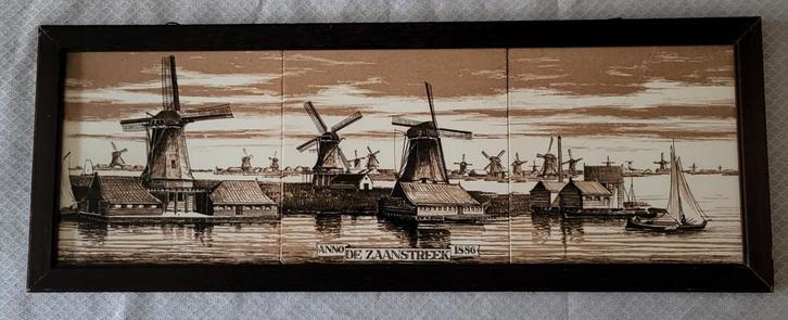Tegels De Zaanstreek Anno 1886 in Lijst, Antiek en Kunst, Antiek | Wandborden en Tegels, Ophalen of Verzenden