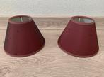 Twee mooie bordeau rode lampenkappen, Huis en Inrichting, Ophalen, Gebruikt, Rond, Minder dan 25 cm