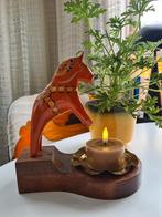 Antiek zweeds Dala paard, steigerend dalapaardje, kandelaar, Verzamelen, Ophalen of Verzenden, Paard, Beeldje of Figuurtje