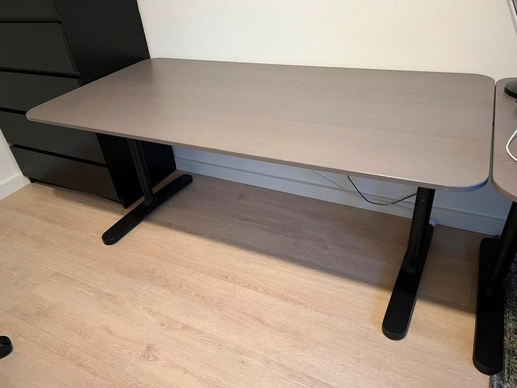 2x IKEA Bekant bureau 160x80, Huis en Inrichting, Bureaus, Gebruikt, Bureau, In hoogte verstelbaar, Ophalen