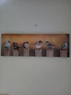 Schilderij met mussen/vogels 90cm - 30cm (diep 2cm), Huis en Inrichting, Ophalen of Verzenden, Zo goed als nieuw