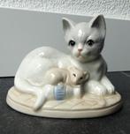 Gilde Porzellan beeldje kat en muis poes poezenbeeldje, Gebruikt, Ophalen of Verzenden, Dier