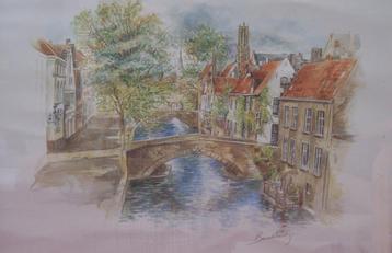 pentekeningen ingekleurd (aquarel)-(lithografie) beschikbaar voor biedingen