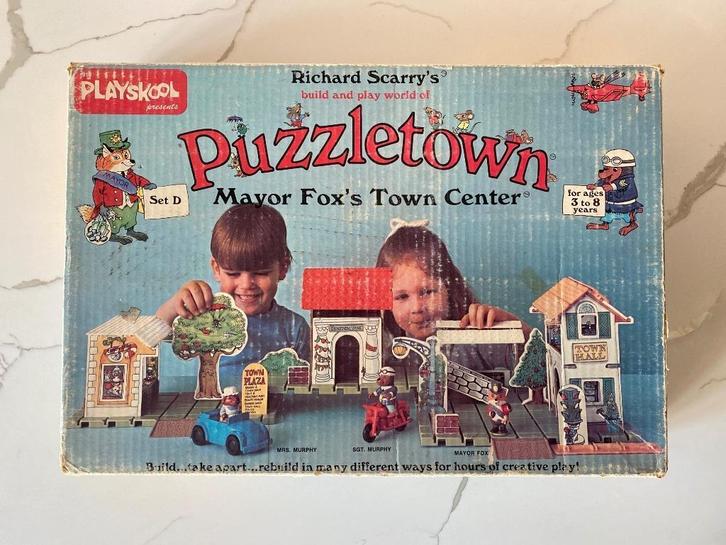 Playskool Puzzletown Richard Scarry's Mayor Fox's TownCenter, Verzamelen, Speelgoed, Gebruikt, Ophalen of Verzenden