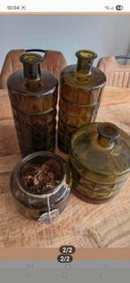 Set van 4 groene glazen vazen, Ophalen of Verzenden, Minder dan 50 cm, Groen, Glas