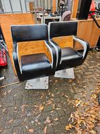 4 kapperstoelen, Gebruikt, Wit, Leer, Ophalen of Verzenden