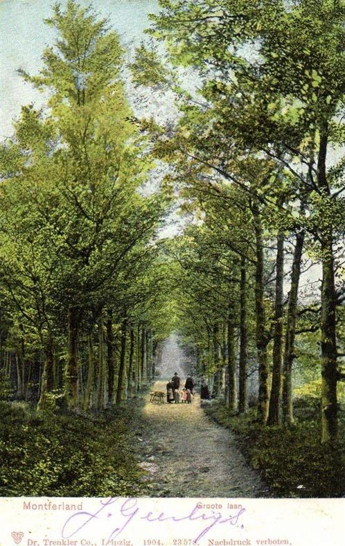 Montferland - Groote laan - volk - 1910 gelopen, Verzamelen, Ansichtkaarten | Nederland, Gelopen, Overijssel, Voor 1920, Ophalen of Verzenden