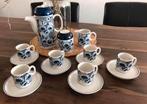 💝 Vintage set 9-delig espresso servies blauw wit, Ophalen of Verzenden, Zo goed als nieuw, Overige stijlen, Porselein