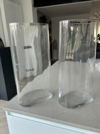 Glazen vazen set van 2, 45cm hoog, Huis en Inrichting, Woonaccessoires | Vazen, Ophalen, Wit, Minder dan 50 cm, Glas