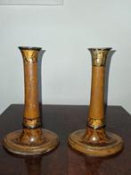 2 handgeschilderde tinnen empire kandelaars, Ophalen of Verzenden