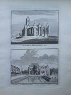 11-12*/ kerk Westkapelle en hof + toren van Domburg gravure, Antiek en Kunst, Ophalen of Verzenden