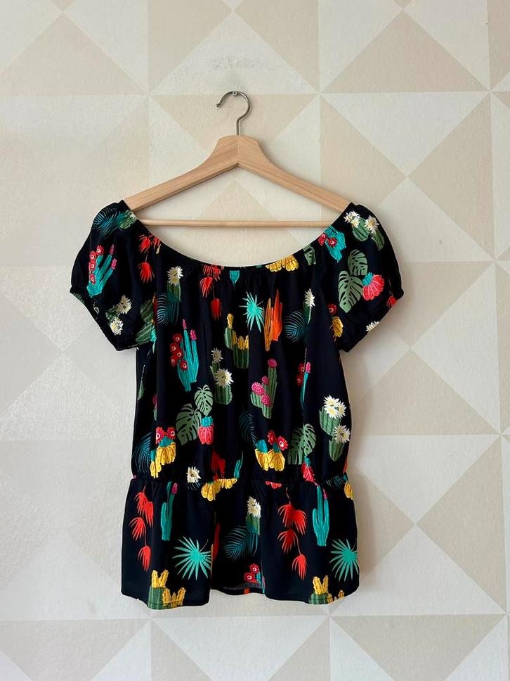 Collectif Aldea cactus top zwart S/36 NIEUW, Kleding | Dames, Tops, Nieuw, Maat 36 (S), Zwart, Zonder mouw, Ophalen of Verzenden