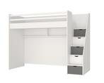 Neo stapelbed (met bedlade) - 90x200 - Wit/grijs, Huis en Inrichting, Slaapkamer | Stapelbedden en Hoogslapers, Ophalen of Verzenden