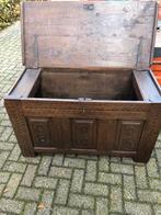 Antieke eiken houten kist, Ophalen, Gebruikt, 50 tot 100 cm, 50 tot 75 cm