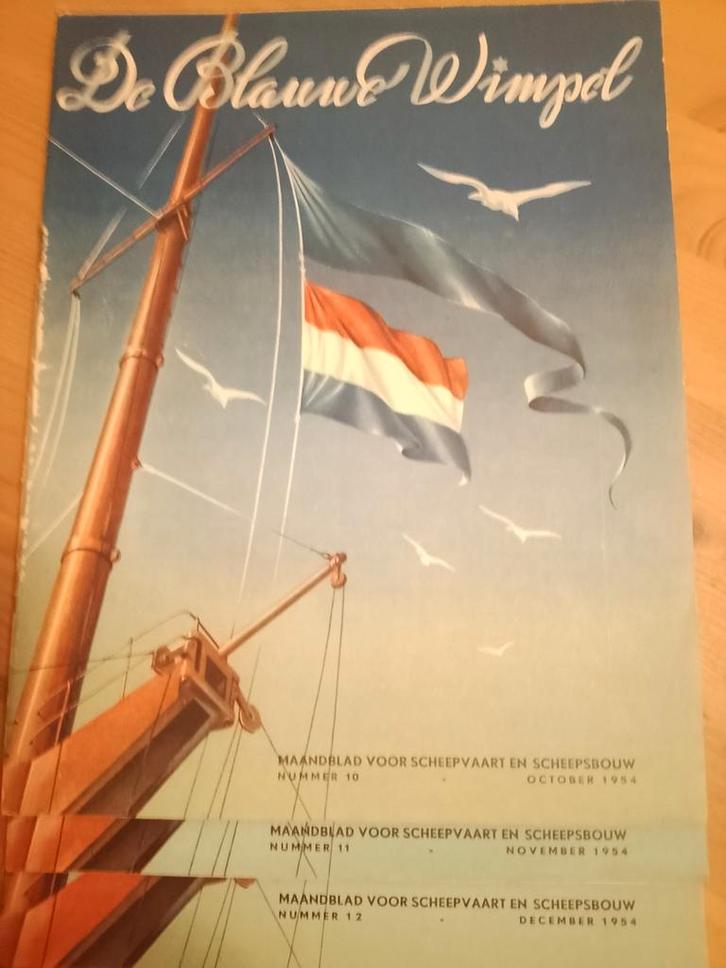 De Blauwe Wimpel 1954 - Scheepvaart Magazine, Boeken, Tijdschriften en Kranten, Gelezen, Overige typen, Ophalen of Verzenden